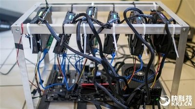 Close-up of a mining rig circuit board undergoing repair