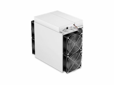 High-performance Bitcoin mining rigs lined up in a warehouse
